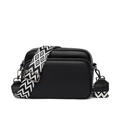 Ekte skinn dame crossbody veske elegant håndveske med 3 rom, justerbar og avtagbar stropp