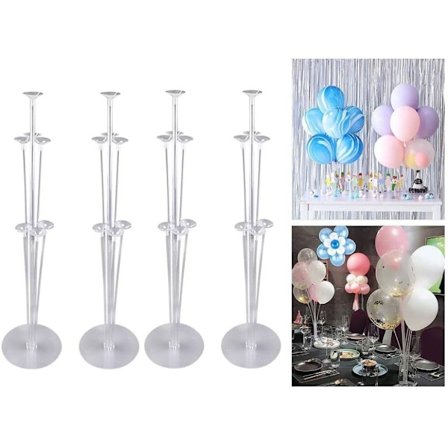 Bordsdekorationer, Återanvändbart Ballongställ Kit för Födelsedag Baby Shower Examensfest Dekorationer, Inkluderar 11 Ballongpinnar 7 Koppar 4 