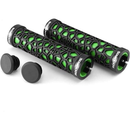 1 Pari MTB-ohjaustangon kahvoja, acex Ergonomiset pyörän kahvat 2 päätytulppaa, Liukumattomat MTB-kahvat kaksoislukolla 22 mm halkaisija, Vihreä
