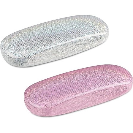 2 stk. Glitter Hard Shell Brilleetui, Bærbar Blændende Brilleetui til Mænd Kvinder Mænd Pige Rejse Studie Arbejde