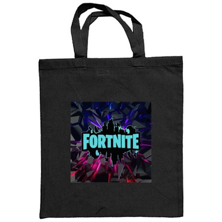 Stoffpose Fortnite logo - Svart bakgrunn med blå neon og fargede lys