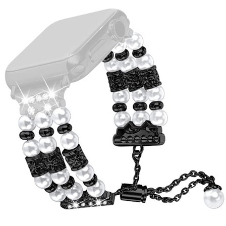 Samsung Galaxy Watch 5 / 3 (41mm) klockarmband med dekor av strass och pärlor - Svart