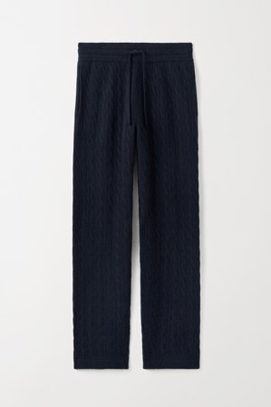 Soft Goat - Men's Cable Knit Pants - Men cashmere pants - M - Navy