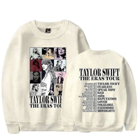 Taylor Swift The Eras Tour Trykt Unisex Sweatshirt Langærmet Rund Hals Afslappet Løs Pullover Toppe, S, Abrikos