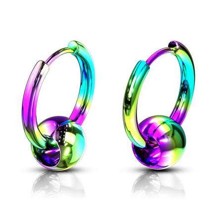 1par 17 Mm Hoops Örhängen I Rainbow Pläterad 316l Stål Med Kula