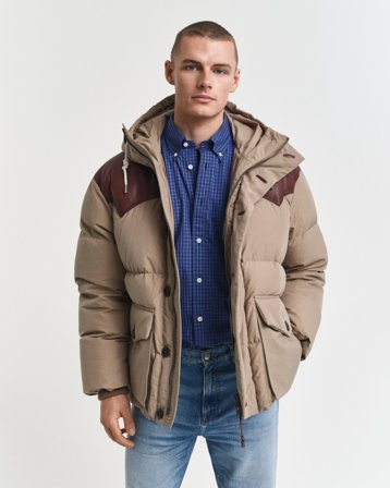 GANT Herren Baumwoll Parka mit Gänsedaunenfüllung (M) Beige