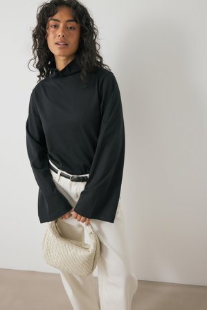 NA-KD schweres Oberteil mit Trichterausschnitt - Rollkragen Tops - Schwarz - XS (EU 32)