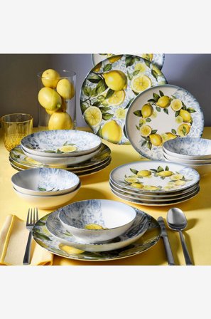 Hermia - Middagssett (24 deler) Lemon - Flerfarget - Servise sett - Fra Homeroom