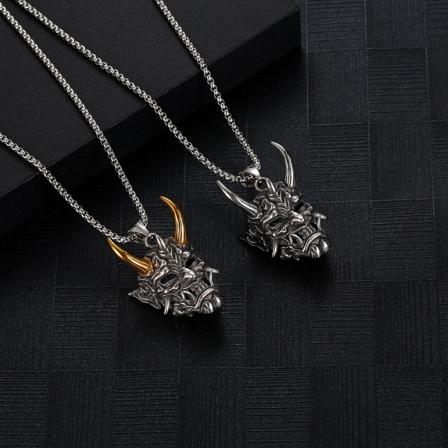 2 stk gotiske smykker rustfritt stål Sølv Svart Evil Demon Horn