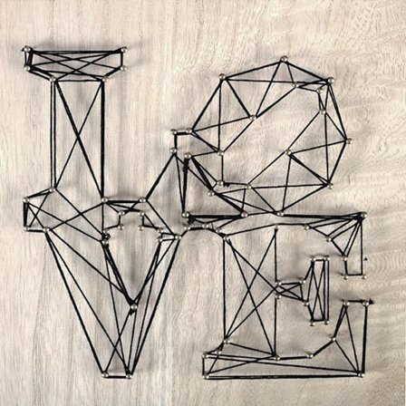 String Art box - Wired Love konstmålning 22 x 22 cm