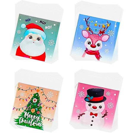 100 STK Cellofanposer 4x4 tommer Klare Selvforseglende Godte Slik Kiks Snack Godbidsposer til Bageri Julefestartikler