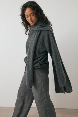NA-KD Strickpullover mit Schaldetail - Oversize Pullover - Grau - L