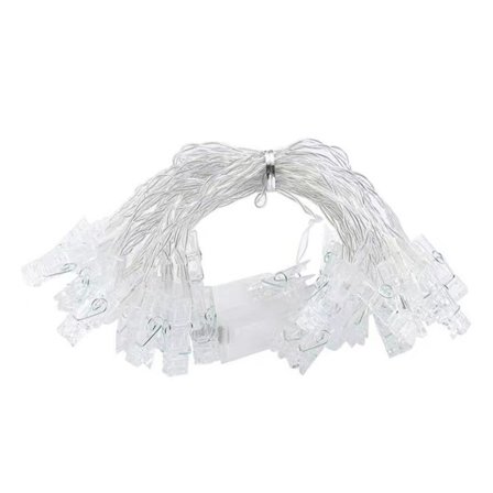 3m 20 LED Fotoklämmor Ljusslinga Batteridriven & Fjärrkontroll Fairy Ljusslingor med Klämmor för Upphängning av Bilder, Kort, Konstverk, Varmvit