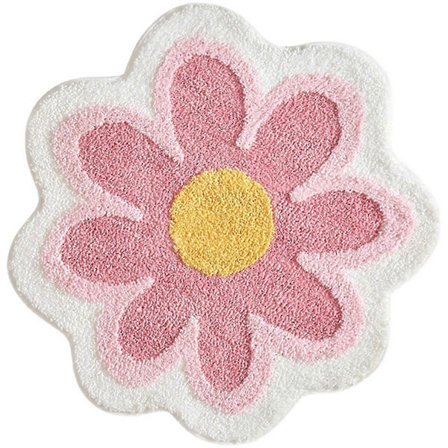 Daisy Söt Badrumsmatta Blattformad Tvättbar Badrumsmatta Halkfri Absorberande Badrumsmatta Mjuk Fluffig Barnrum Blommmatta För Golv 40 cm_MGF