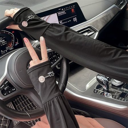 Issilkesärmar för kvinnors solskydd på sommaren, tunna och lösa, lämpliga för bilkörning