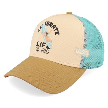 Coastal - Beige trucker Cap - Celebrate Naked Tuqouise/Sand/Brown A-Frame Trucker @ Hatstore