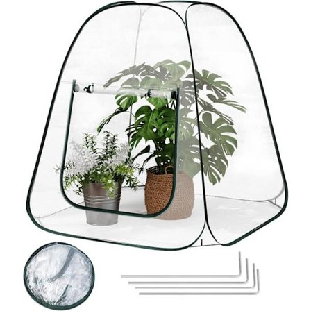 Rootz Pop -Up Greenhouse - Vinterbeskyttelsestelt - Mini Transparent Dubernation - Easy Setup - Understøtter plantevækst - 70x70x80 cm