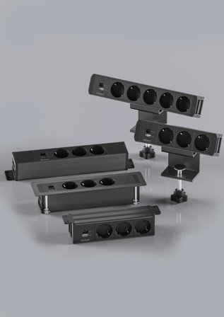 Deltaco OFFICE On-desk Outlet, 5 outlets, 1x21W A+C USB, GST18 cable