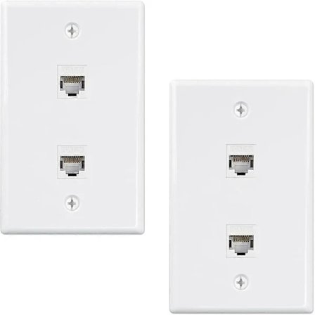 2-pakning 2-porters Ethernet Veggkontakt, Cat6 Hunn til Hunn Veggkontakt RJ45 Inline Kobler Veggkontakt, Hvit