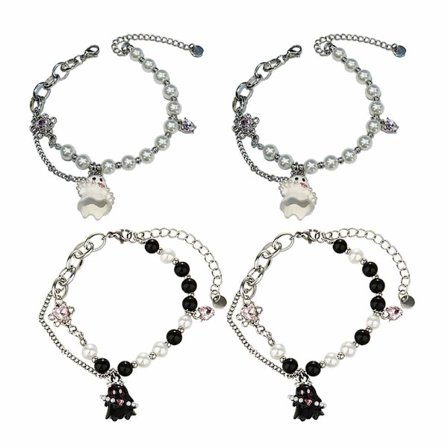 4 st svarta och vita små spökpärlarmband Sött Coolt Spice handsmycke_tfrf