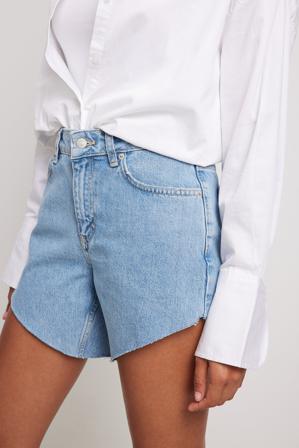 NA-KD Trend Short en jean taille mi-haute en V - Shorts en jean - Bleu - EU 32