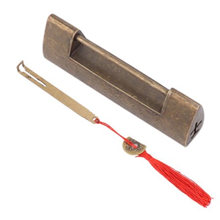 Antik stil lås avstand 5,9 cm gunstig fiskelås kinesiske lås små messinglås Antik hengelås bronsefarge