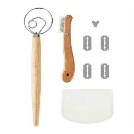 Brödbakningsverktyg set böjd brödkniv mjölspiralblandare mjölskrapa set