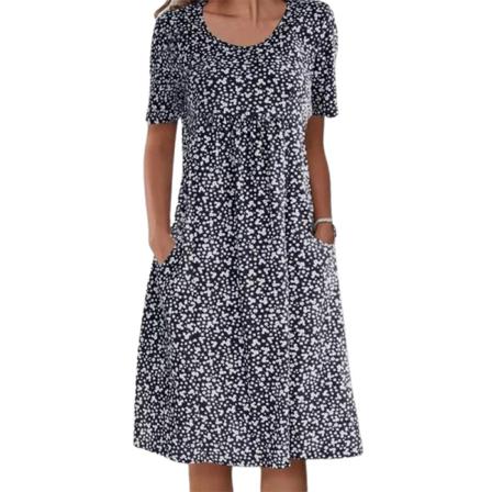Kvinnor Kortärmad T-shirt Klänningar Crew Neck Tunika Midi Dress