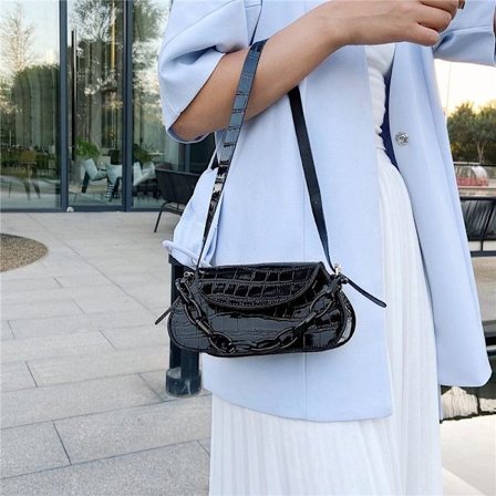 Damväska kedja budväska liten fyrkantig väska stenmönster liten fyrkantig väska en axel