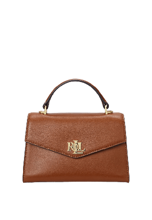 Lauren Ralph Leather Small Farrah Satchel Handväskor Dam Brun ONESIZE