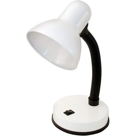 TL1201-B Clip-on Lampe, E27 Pæresokkel, LED-kompatibel, Fleksibel Arm, med Kabel og Afbryder. Metal. 6W, Hvid