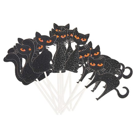 15 stk. Halloween-tema Cupcake Toppers Katte-stil Kagepynt Kagevalg