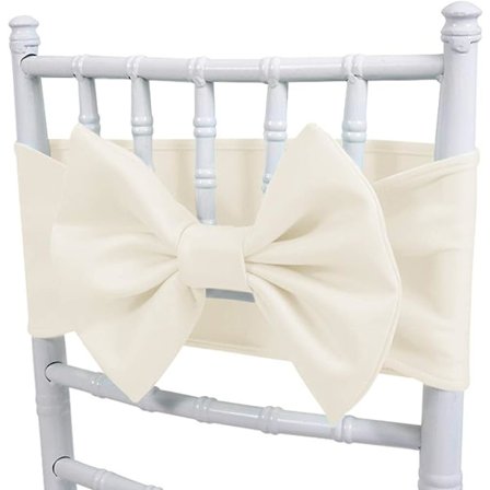 Pakke med 10 Strækbare Stolerygbuer Banketstol Sash Bånd Stolbånd til Bryllup Fest, Hotel, Spisestue, Event Dekoration (Beige)