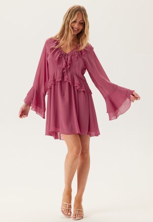Bubbleroom Occasion Trumpet Sleeve Frill Short Dress Klær