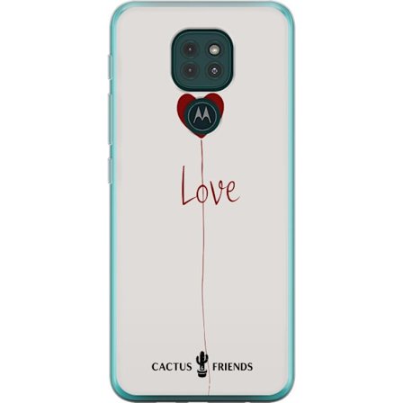Kompatibelt Mobildeksel til Motorola Motorola Moto G9 Play Cactus and Friends - Love Balloon Minimal