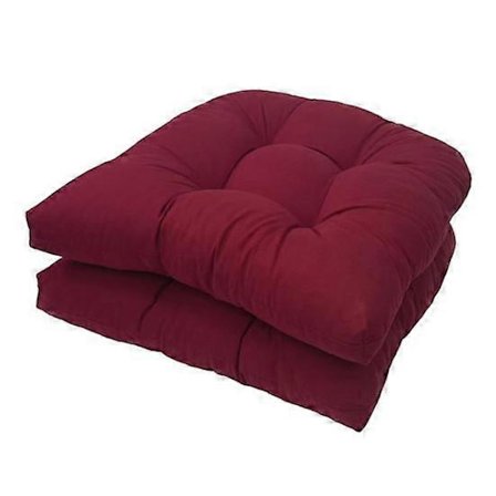 2 stk. Udendørs Puder Vandtætte U-formede Overfyldte Hynder Tyk Bomuldsfyld Let at Rengøre Terrassepude til Stue vinrød