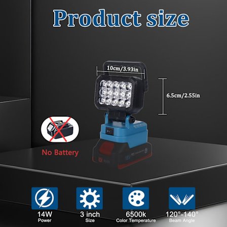 1 stk. Justerbar LED-arbeidslampe, egnet for Makit 18V-batteri