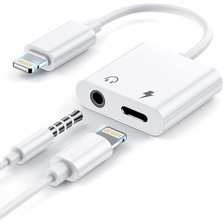 [2 i 1] Hodetelefonadapter for iPhone 11, Apple Lightning til 3,5 mm Jack Aux Audio Dongle Hodetelefoner Biltilbehør Kompatibel Audio 