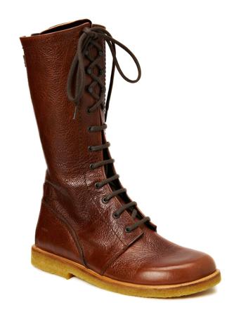 Boots - Flat - With Laces Lange Støvler Brun ANGULUS