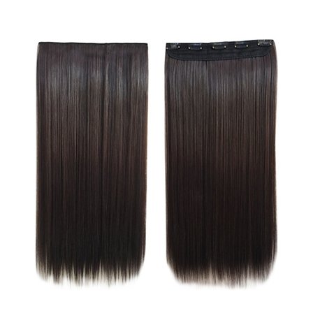 Rett hår Parykkstykke MØRKEBRUN