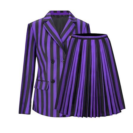 Wednesday Addams Lila Nevermore Academy Cosplay Set - Ingen Peruk [JUN] Lila Set(Ingen Peruk och Hand) Vuxen L(160-175cm)