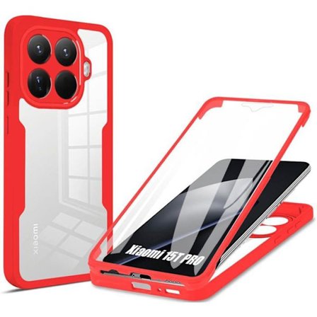 Cover til Xiaomi Redmi 15C 4G/5G, Fuldt Beskyttelse Foran og Bagpå Dobbelt Sided - Rød Kant