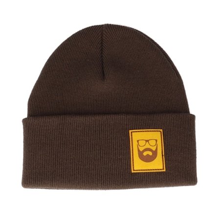 Bearded Man - Brun cuff Lue - Logo Patch Chocolate Brown Beanie @ Hatstore