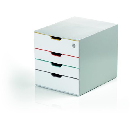 DURABLE VARICOLOR MIX 4 SAFE Lockable Drawer Unit Desktop Drawer Set with 4 Colour Coded Drawers and Label Inserts - 762627