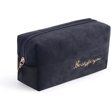 Kosmetiktaske Rejsetaske Makeup Taske Organizer Fløjl Toilettaske Taske eller Pung Penalhus med Lynlås Bærbar Vasket Sort