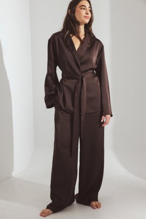 NA-KD Pyjamabyxor i satin - Nattkläder - Brun - L