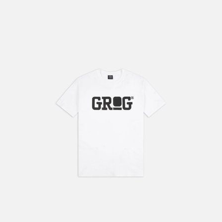Grog Classic Logo T-shirt, White/Black