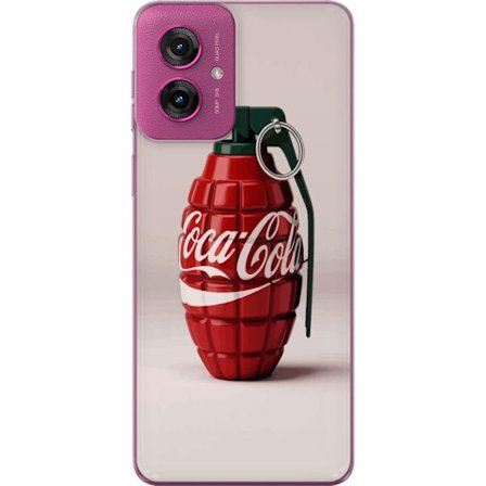 Kompatibel Mobilcover til Motorola Motorola Moto G55 Kunstnerisk illustration af Coca Cola granatæble i rødt og grønt, pop art inspireret motiv med