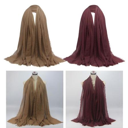 2st Wrinkle Scarf för kvinnor Crinkle Muslim Hijab Scarves Long Wrap Scarves