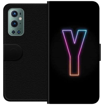 Kompatibelt Lommeboketui til OnePlus OnePlus 9 Pro Minimalistisk neonbokstav Y i fargeskiftende lys mot svart bakgrunn